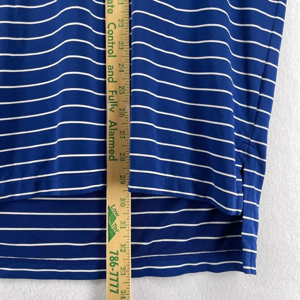 POLO RALPH LAUREN Shirt Mens L Striped Polo Golf Performance Short Sleeve Blue